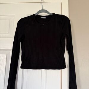 Reformation Black Ribbed Long Sleeve Sweater Closet Staple Basic Winter Layering